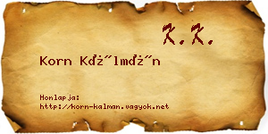 Korn Kálmán névjegykártya